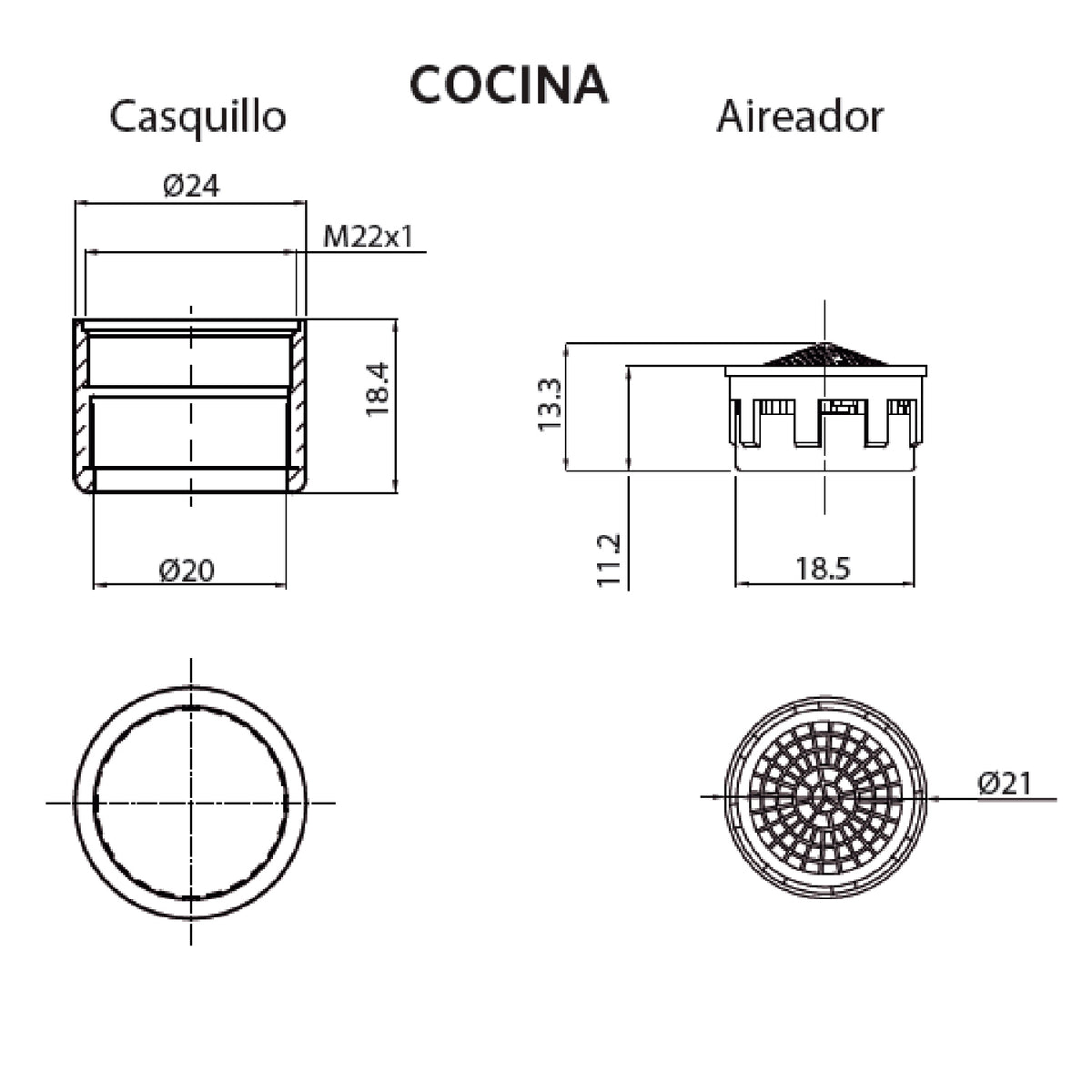 Set de 2 Aireadores Baño y Cocina