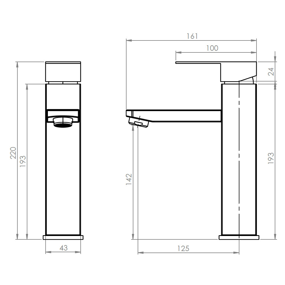Monomando Lavamanos Alto Legge Negro Mate