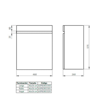Mueble Vanitorio Petit Lenga + Cubierta 26x46x50 cm