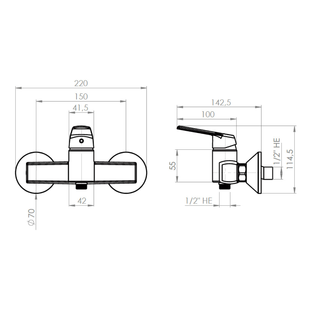 Monomando Ducha Módena Negro Mate