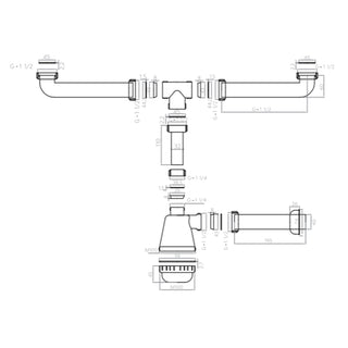 Sifón Lavaplatos PP 1 1/2'' con Entrada Doble