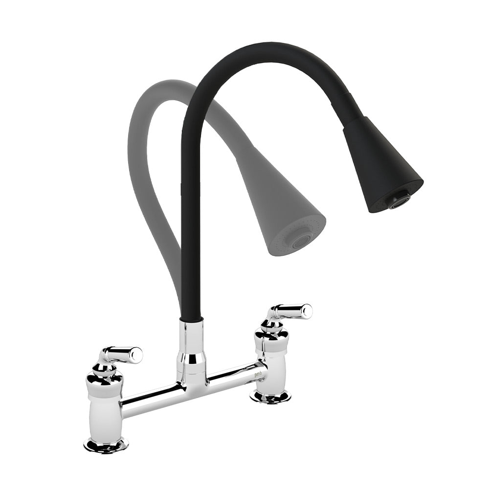 Combinación Lavaplatos Houston Flex Duo Cromo/Negro Mate