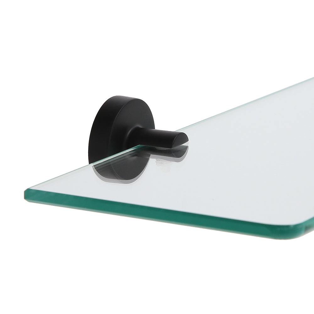Repisa de Vidrio 50 cm Soporte Negro Mate