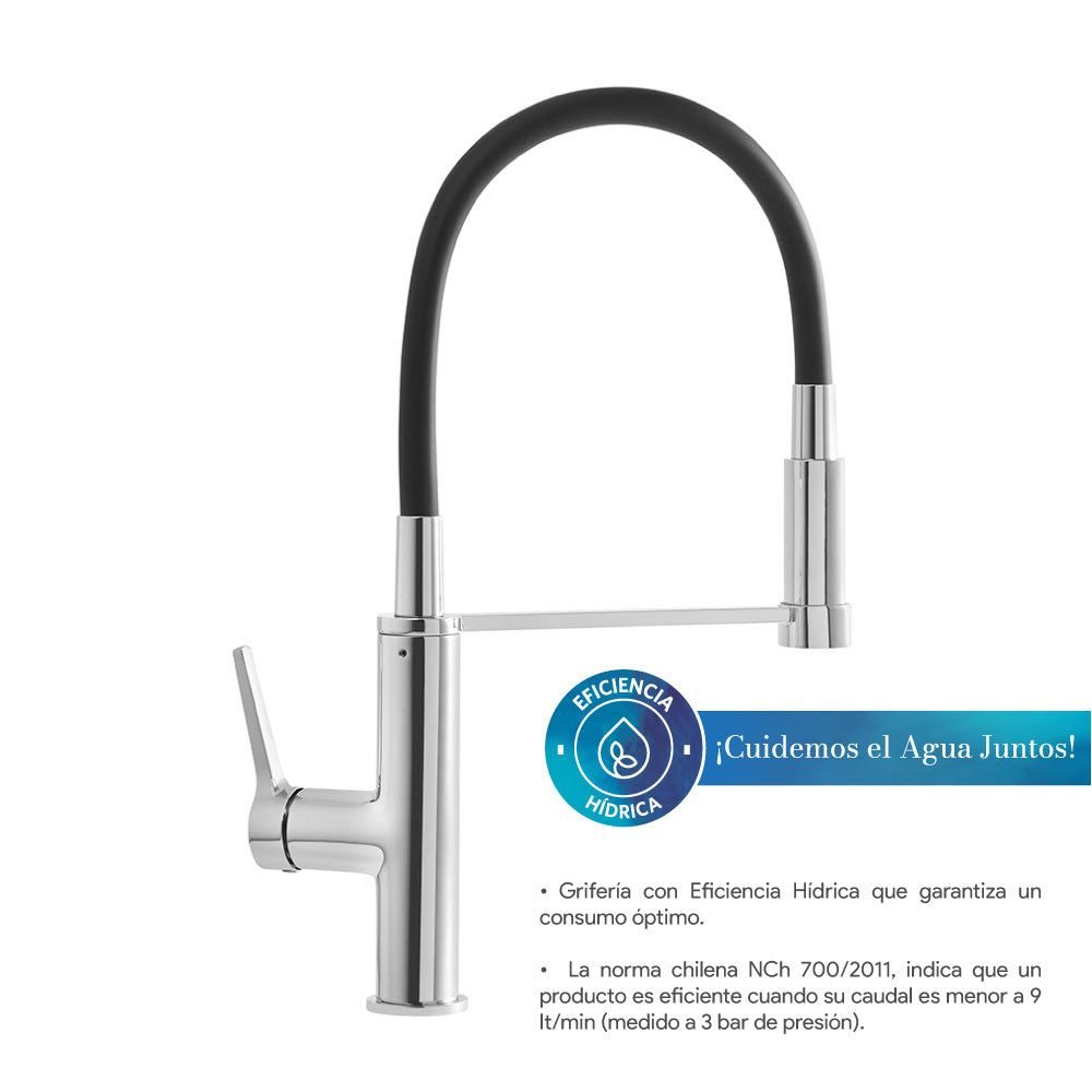 Monomando Lavaplatos Flexible Exo Cromo/Negro Mate