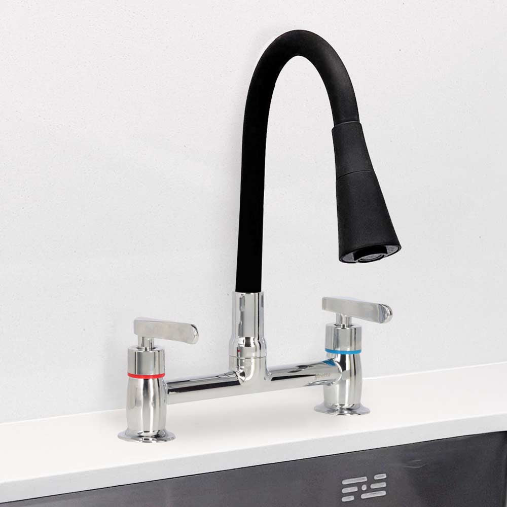 Combinación Lavaplatos Flexible Biletti Flessi Cromo/Negro