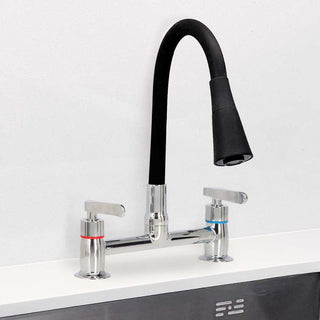 Combinación Lavaplatos Flexible Biletti Flessi Cromo/Negro