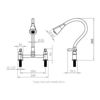 Combinación Lavaplatos Flexible Biletti Flessi Cromo/Negro