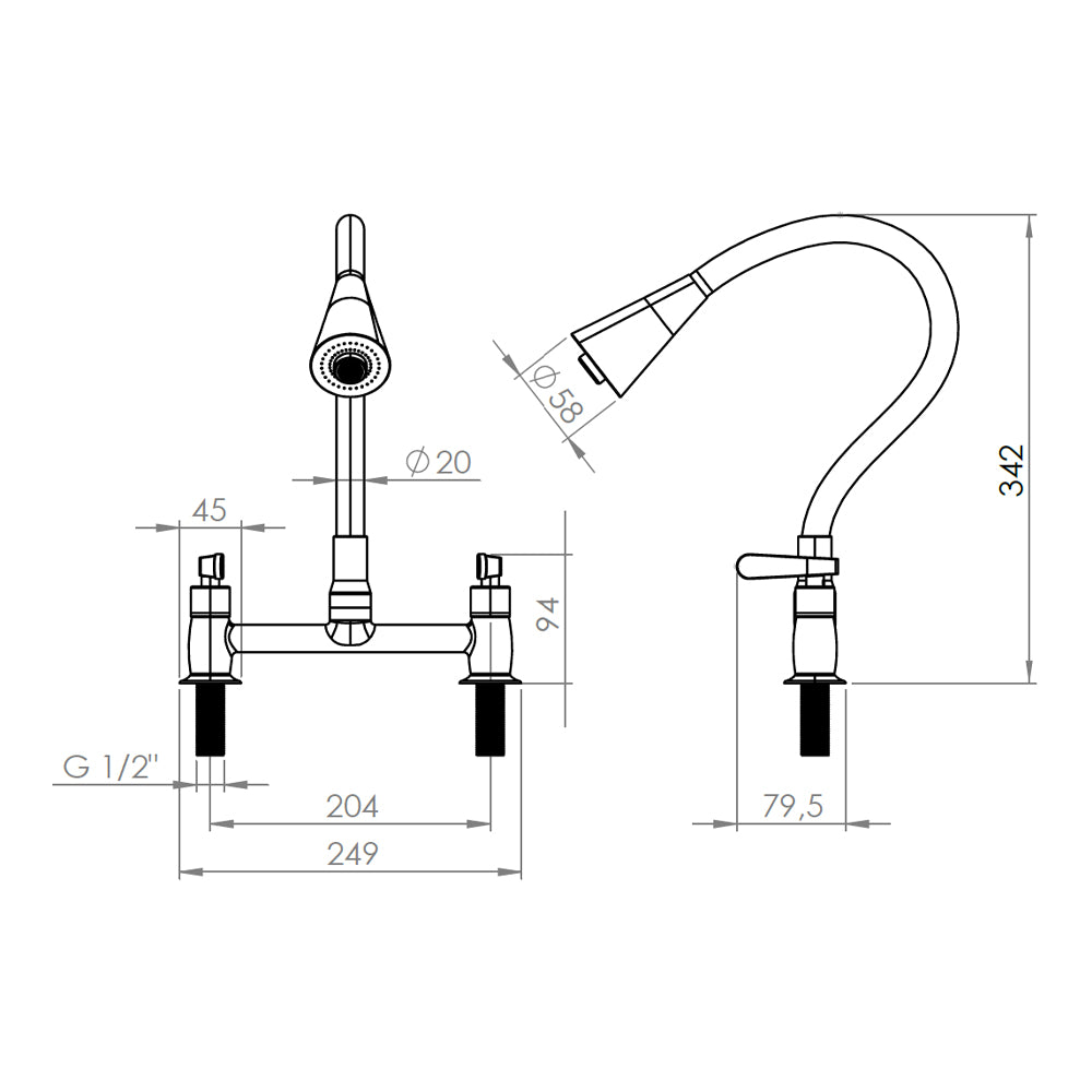 Combinación Lavaplatos Flexible Biletti Flessi Negro Mate