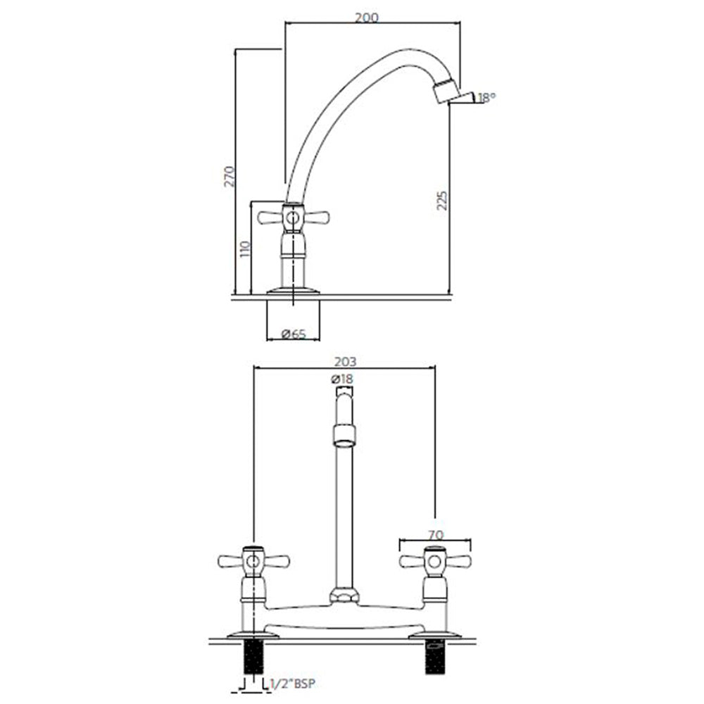 Combinación Lavaplatos 8" Mossini Cruz Cromo