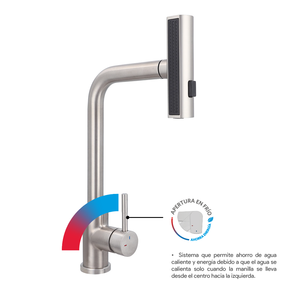 Monomando Lavaplatos Extraíble Matera Inox Satinado