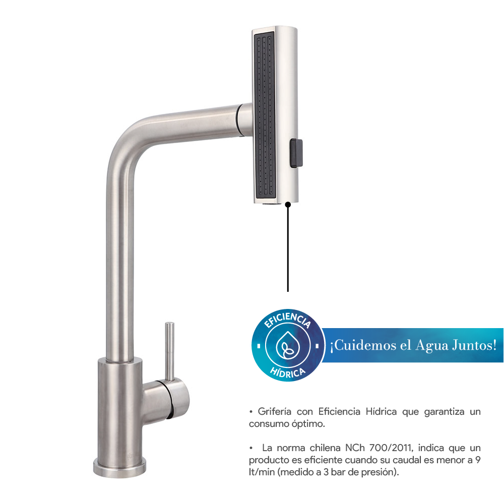 Monomando Lavaplatos Extraíble Matera Inox Satinado