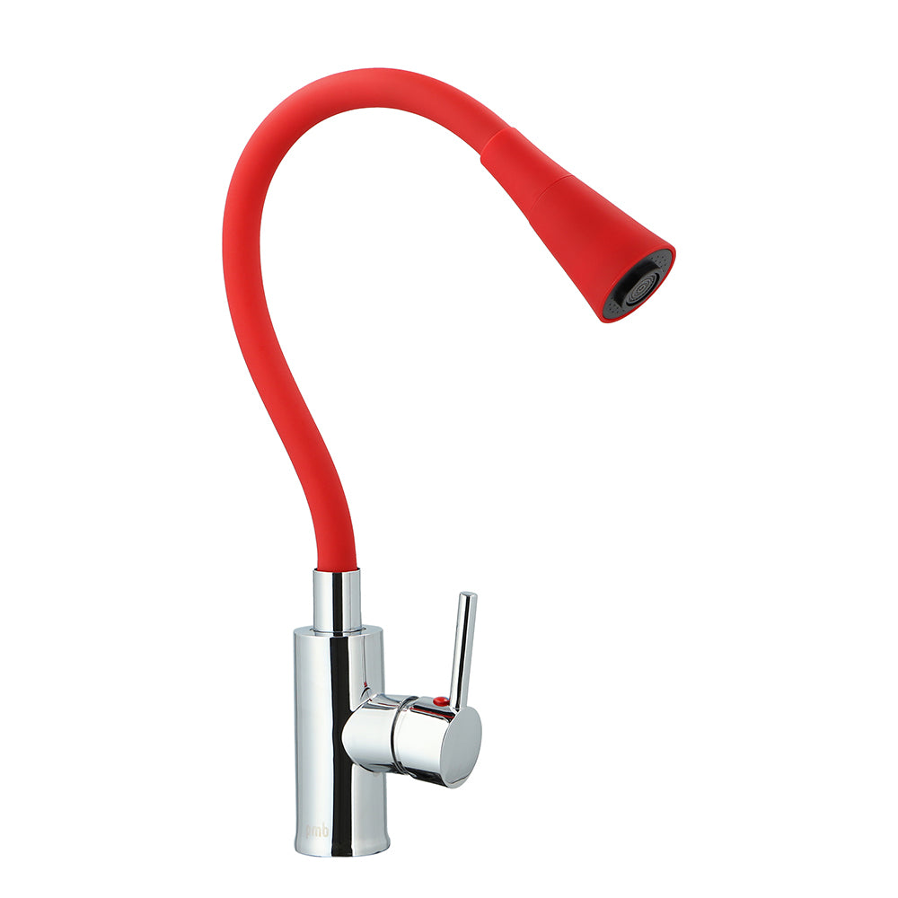 Monomando Lavaplatos Flexible Oregon Flex Duo Cromo/Rojo
