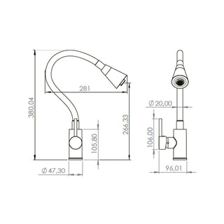 Monomando Lavaplatos Flexible Oregon Flex Duo Cromo/Negro