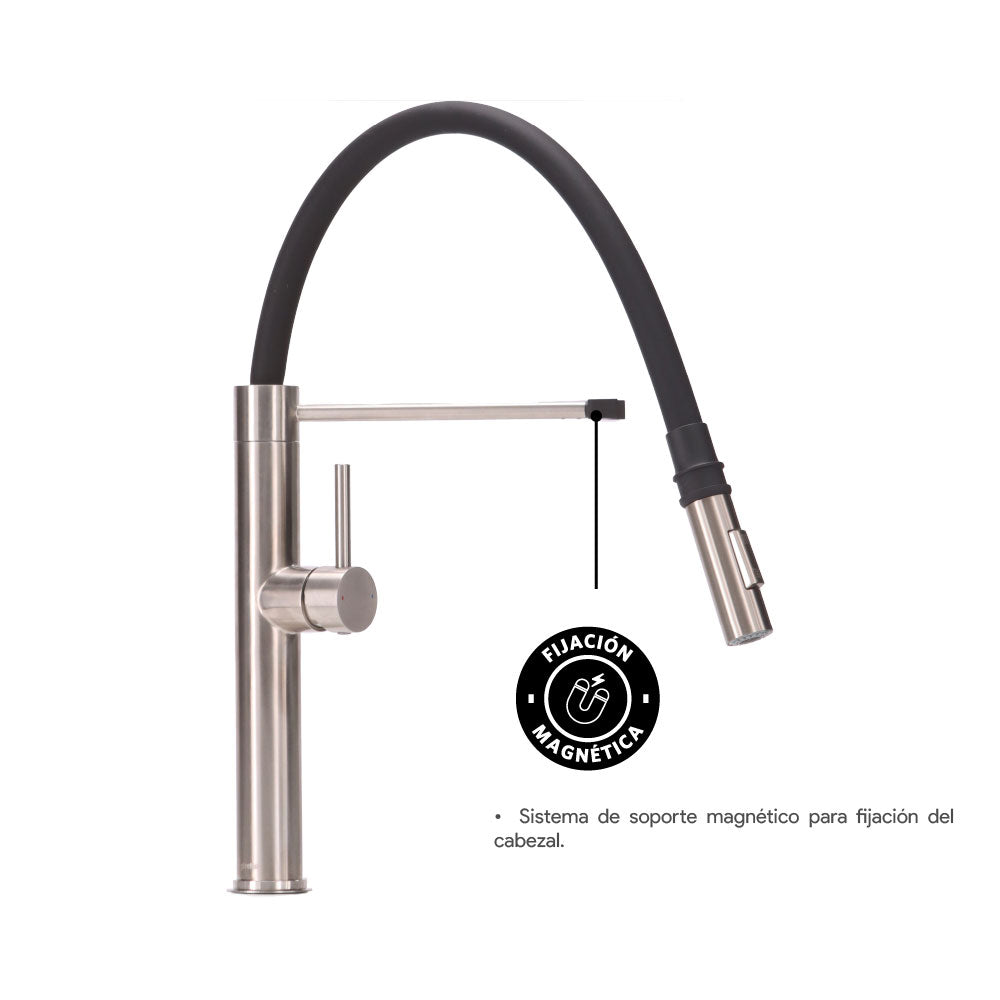 Monomando Lavaplatos Flexible Viadana Inox Satinado