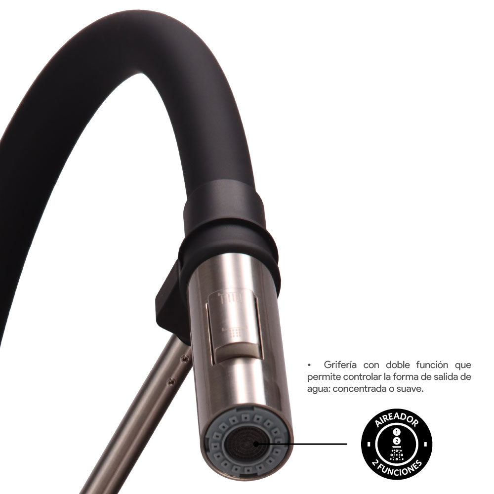 Monomando Lavaplatos Flexible Viadana Inox Satinado