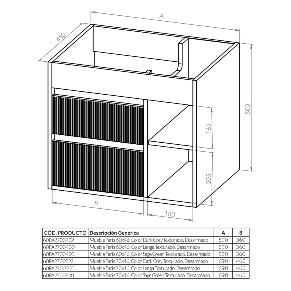 Mueble de Baño Completo Paris Lenga Texturado