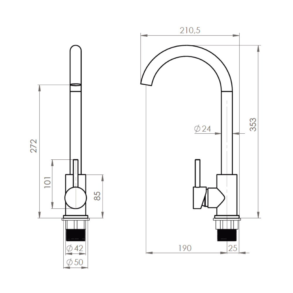 Monomando Lavaplatos Fiorenzo Eco Inox Satinado