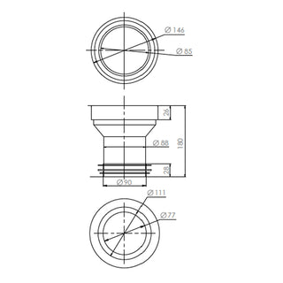 Manguito Adaptador para WC - Salida y Conexión a Piso 21cm (Vertical)