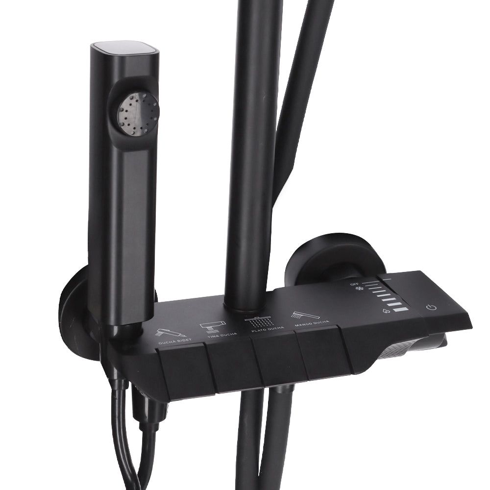 Columna de Ducha Multifunción Farina Negro Mate