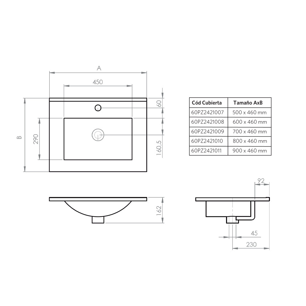 Mueble Vanitorio Completo Amélie 80x46 Ulmo