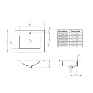 Mueble Vanitorio Completo Amélie 60x46 Ulmo
