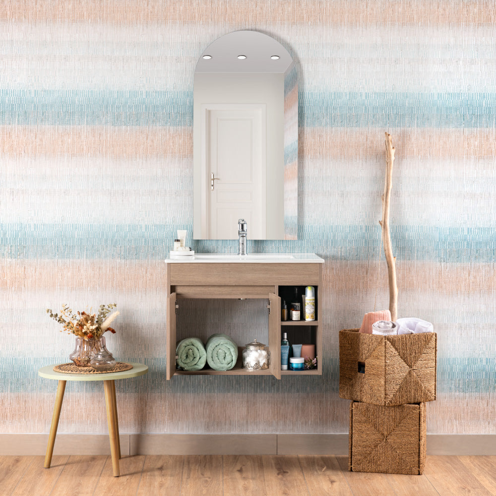Mueble Vanitorio Lille Lenga Texturado + Cubierta 70x46x50 cm