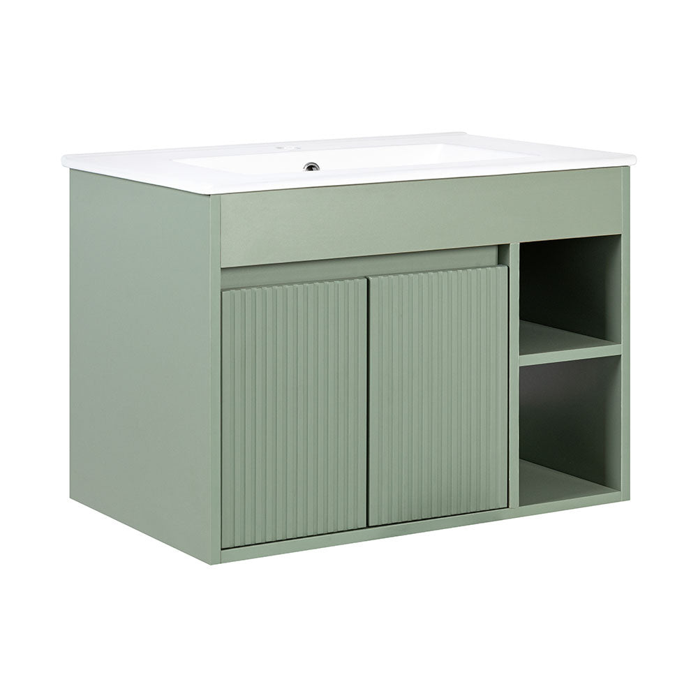 Mueble Vanitorio Lille Texturado Sage Green + Cubierta 60x46x50 cm