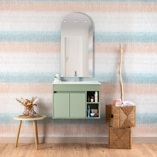 Mueble Vanitorio Lille Texturado Sage Green + Cubierta 60x46x50 cm