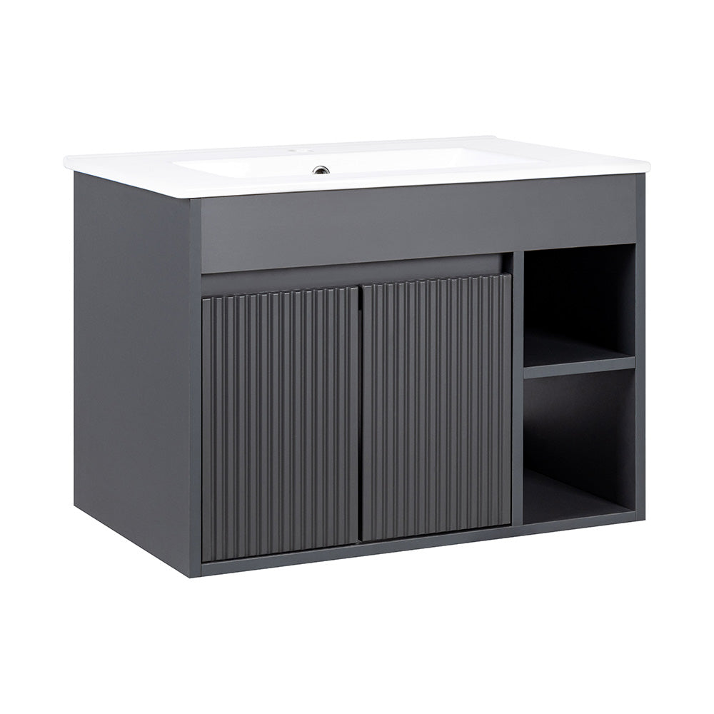Mueble Vanitorio Lille Dark Grey Texturado + Cubierta 70x46x50 cm