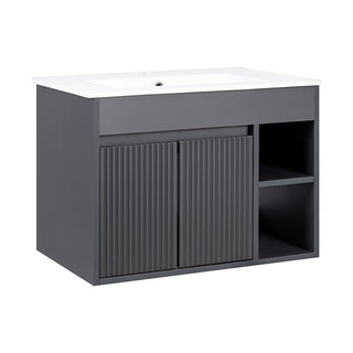 Mueble Vanitorio Lille Dark Grey Texturado + Cubierta 70x46x50 cm