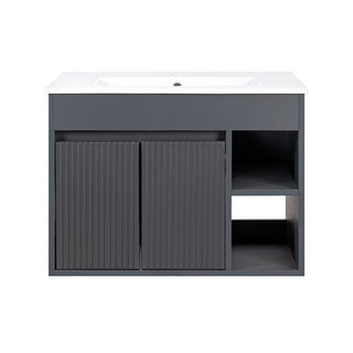 Mueble Vanitorio Lille Dark Grey Texturado + Cubierta 60x46x50 cm