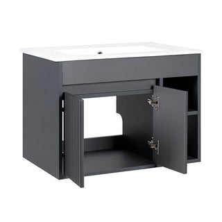 Mueble Vanitorio Lille Dark Grey Texturado + Cubierta 70x46x50 cm