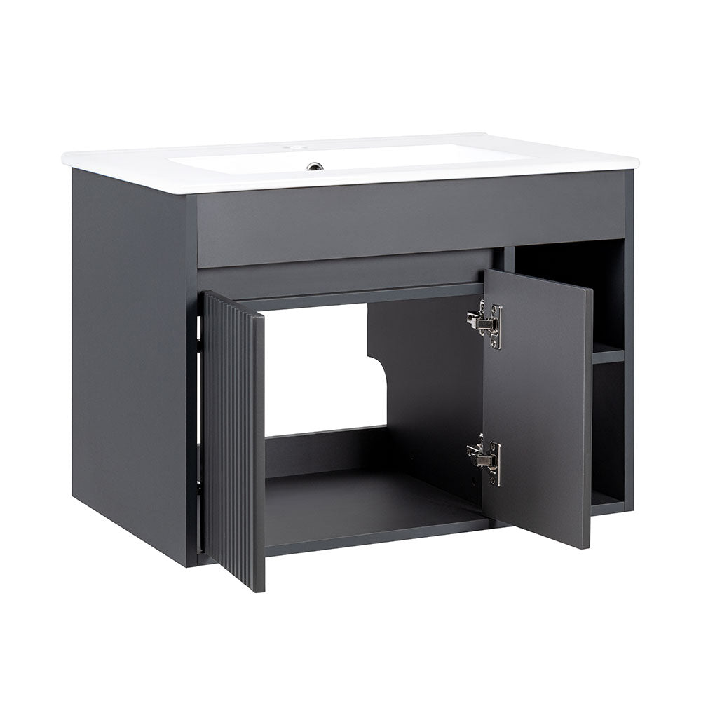 Mueble Vanitorio Lille Dark Grey Texturado + Cubierta 60x46x50 cm