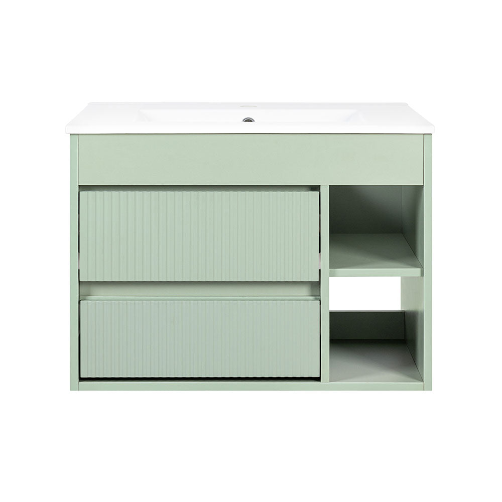 Mueble Vanitorio Paris Texturado Sage Green + Cubierta 70x46x50 cm