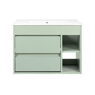 Mueble Vanitorio Paris Texturado Sage Green + Cubierta 70x46x50 cm