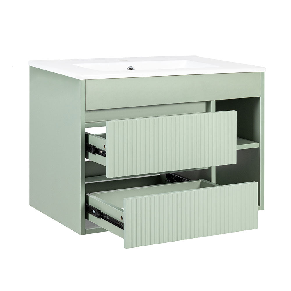 Mueble Vanitorio Texturado Paris Sage Green Texturado + Cubierta 60x46x50 cm