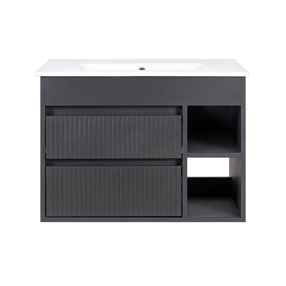 Mueble Vanitorio Texturado Paris Dark Grey Texturado + Cubierta 70x46x50 cm