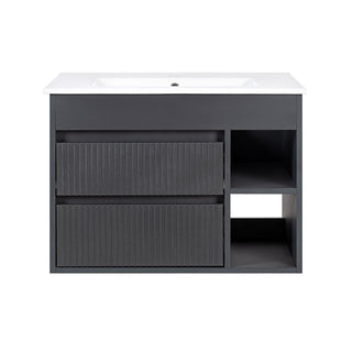 Mueble Vanitorio Texturado Paris Dark Grey Texturado + Cubierta 70x46x50 cm