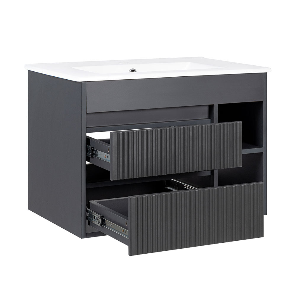 Mueble Vanitorio Paris Texturado Dark Grey + Cubierta 60x46x50 cm