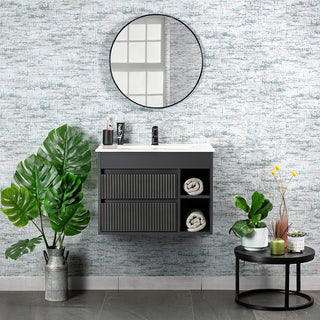 Mueble Vanitorio Texturado Paris Dark Grey Texturado + Cubierta 70x46x50 cm