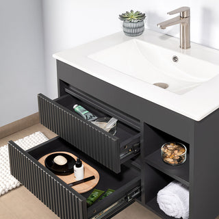 Mueble Vanitorio Texturado Paris Dark Grey Texturado + Cubierta 70x46x50 cm