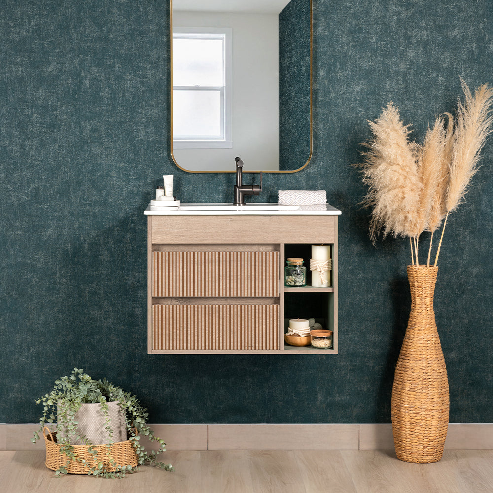 Mueble Vanitorio Texturado Paris Lenga Texturado + Cubierta 70x46x50 cm