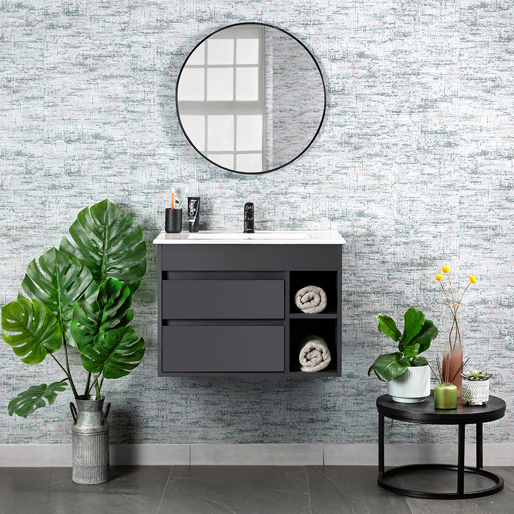 Mueble Vanitorio Paris Dark Grey + Cubierta 70x46x50 cm