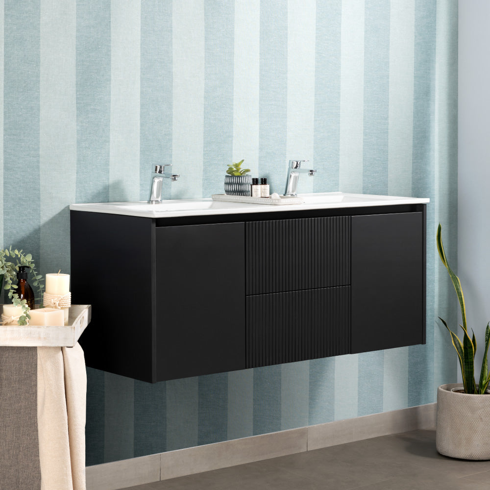 Mueble Vanitorio Sophie Dark Grey Texturado + Cubierta 120x46x50 cm
