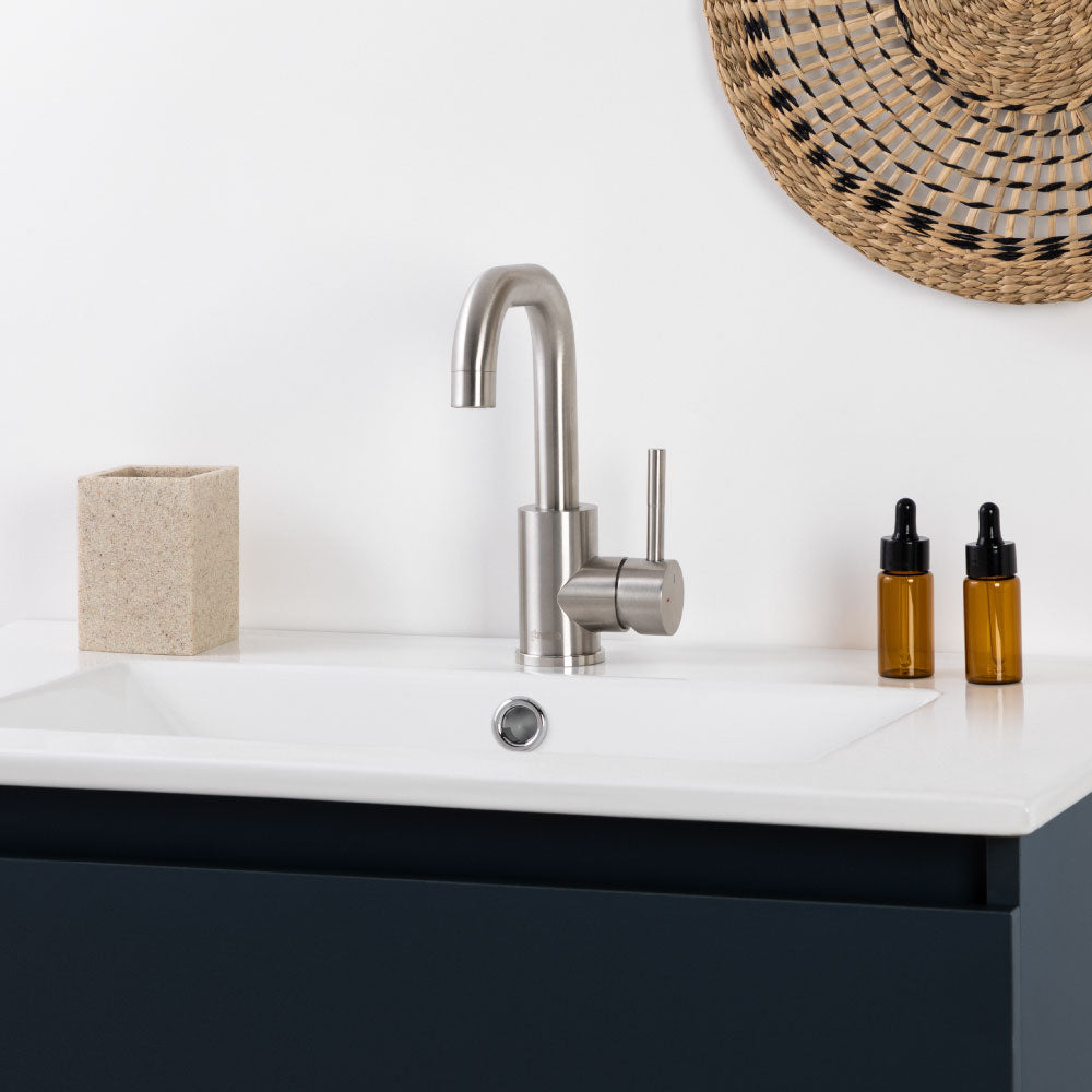 Monomando Lavamanos Novara Inox Satinado