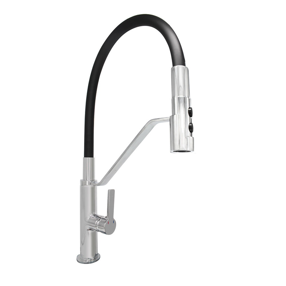 Monomando Lavaplatos Flexible Asti Cromo/Negro Mate