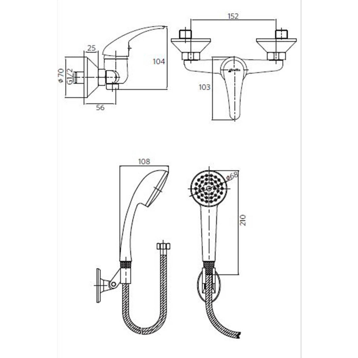 Monomando Ducha Ornella Cromo