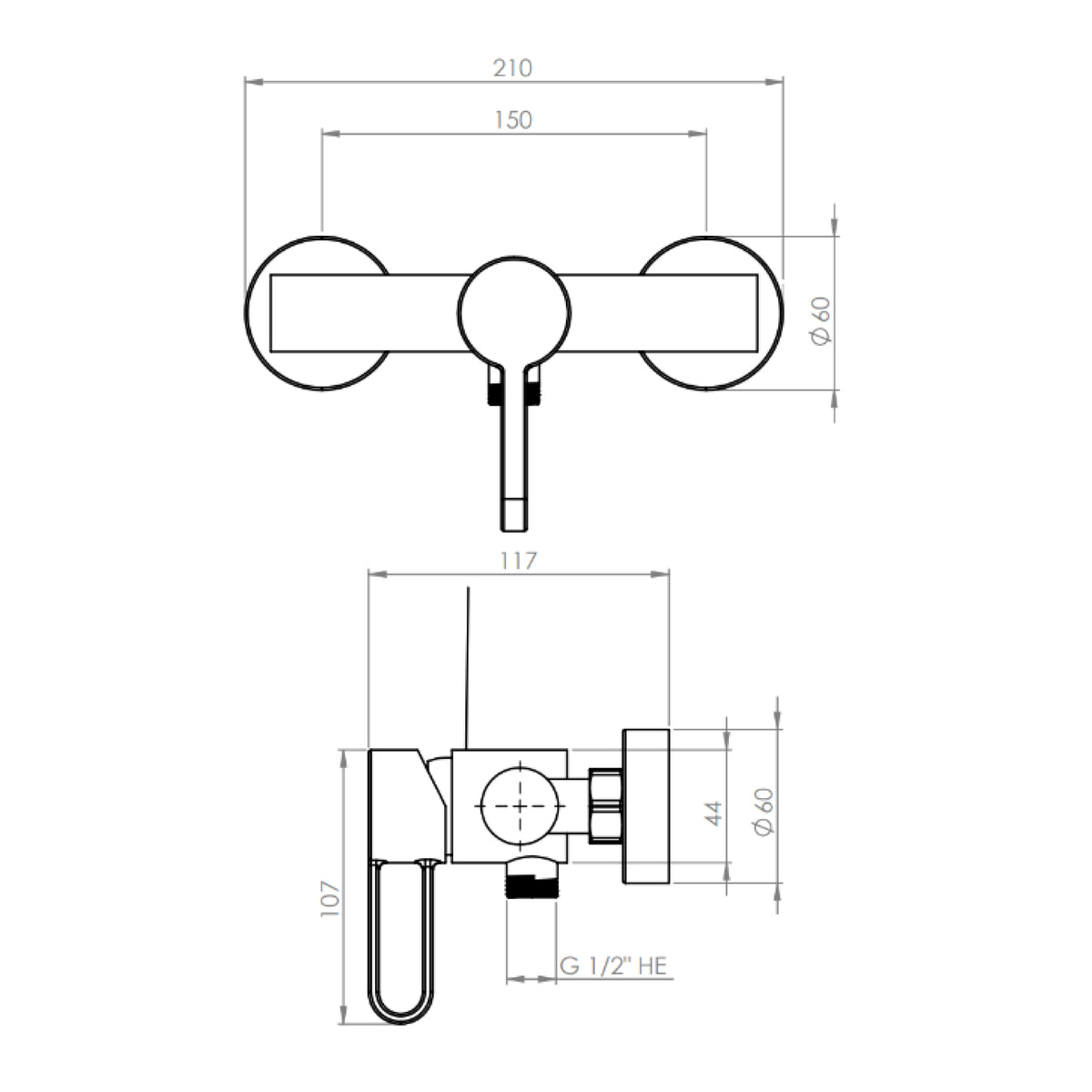 Monomando Ducha Rizzo Negro Mate