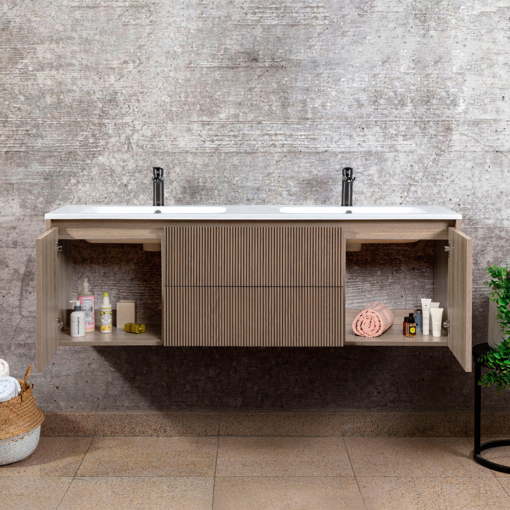Mueble Vanitorio Sophie Lenga Texturado + Cubierta 120x46x50 cm