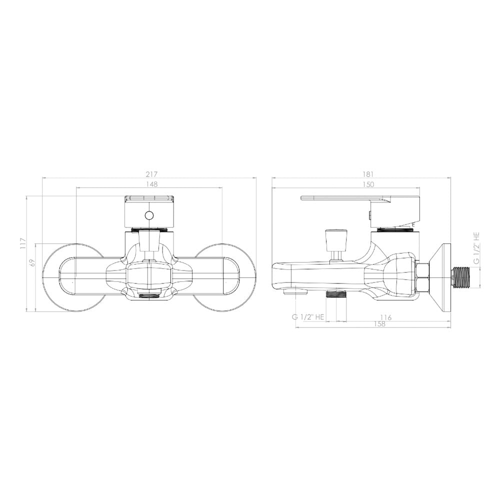 Monomando Tina Ducha Verona Negro Mate